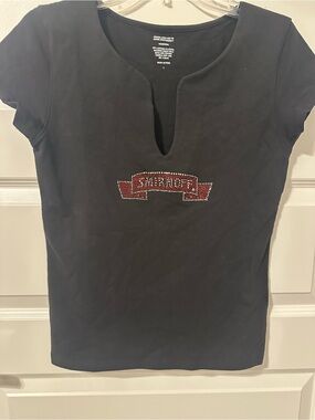 Black Short-Sleeve Women’s Top with Rhinestone Smirnoff  Banner
